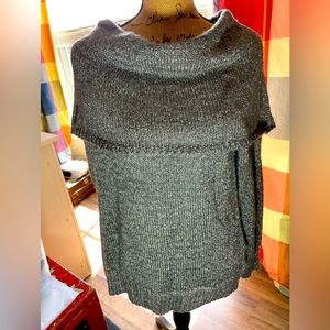 Dana Buchman Large silvery gray cowl neck sweater.